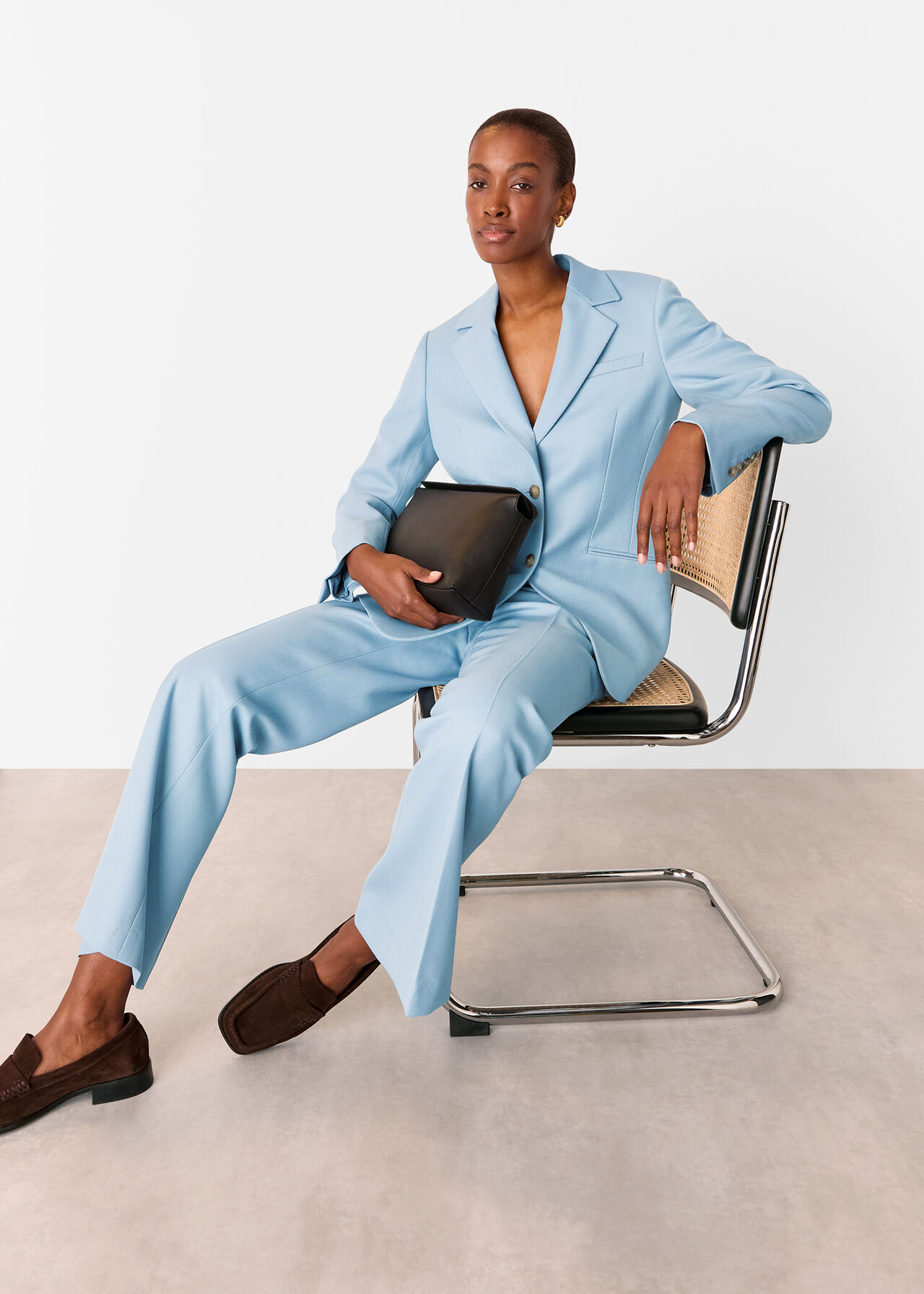 Blue Wool Blend Tailored Coord